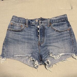Levi's Blue Frayed Jean Shorts